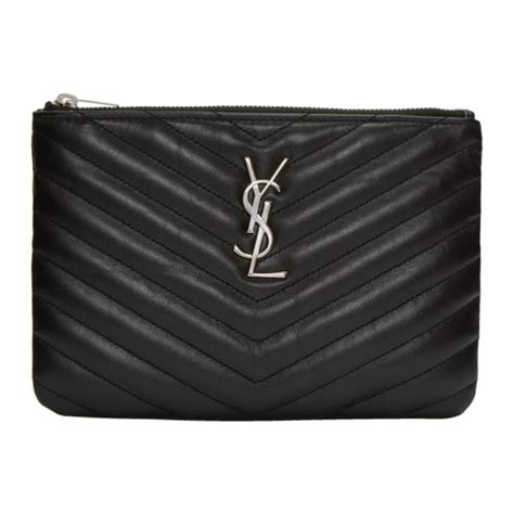 Saint Laurent Monogram YSL Small Chevron Quilted Zip